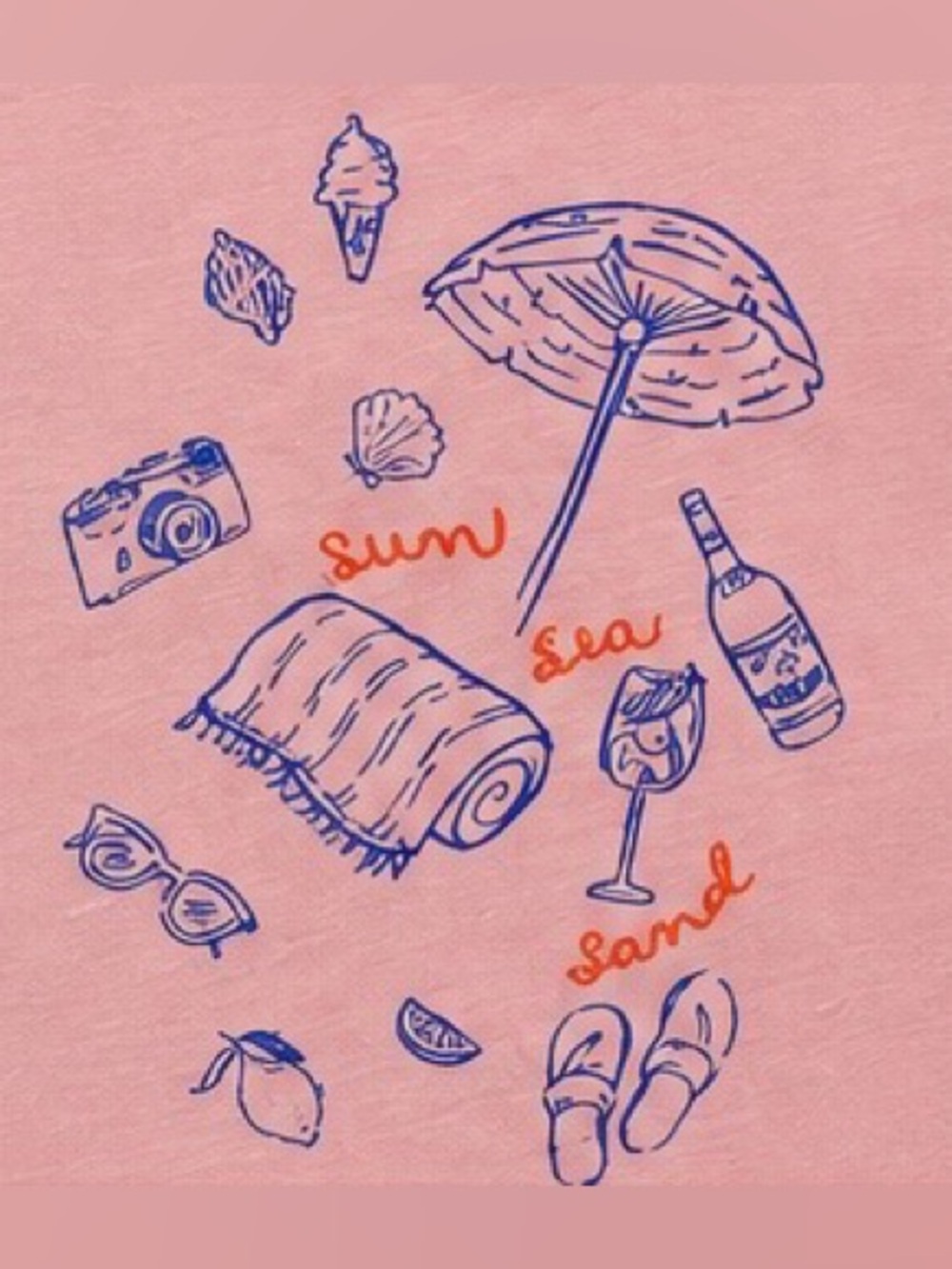 J.Crew Beach Picnic Collector Tee
Pink Graphic "Sun Sea Sand" Cotton - Picture 4 of 6